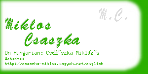 miklos csaszka business card